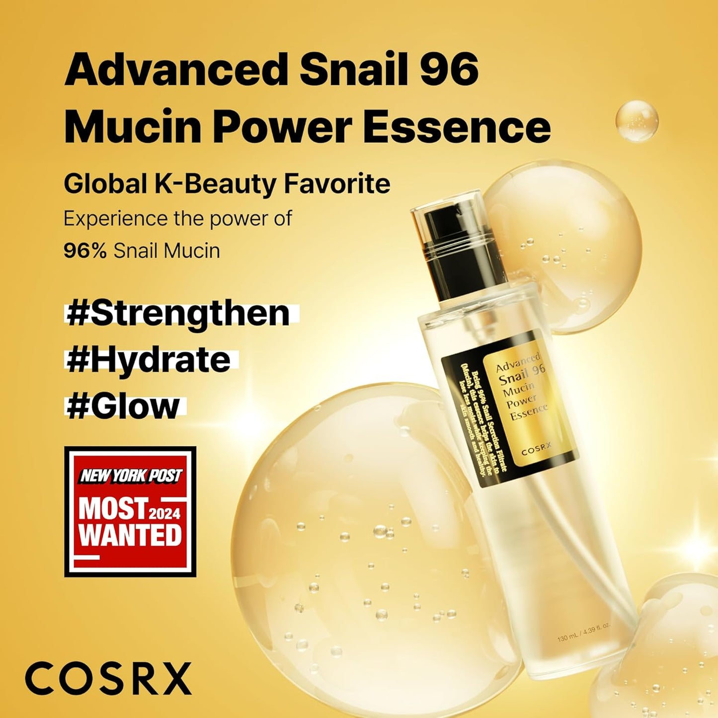 Snail Mucin 96% Power Face Serum 3.38 Fl Oz 100Ml, Hydrating Serum for Face, Self Care, Glow Skin under Makeup, Korean Skin Care, Korean Beauty